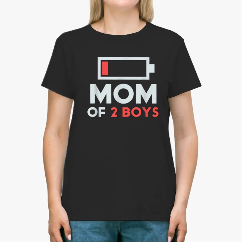 Mom of 2 Boys, Gift from Son Mothers Day, Birthday Women Design-Black - Unisex Heavy Cotton T-Shirt