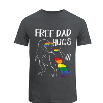 Free Dad Hugs Tee,  LGBT Pride Dad Dinosaur Rex Unisex Heavy Cotton T-Shirt
