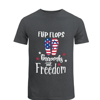 Flip Flops Fireworks And Freedom Design 4th Of July Design Tee, Independence Day Graphic T-shirt, Fourth Of July Gift shirt, Patriotic Gift tshirt,  God Bless America Unisex Heavy Cotton T-Shirt