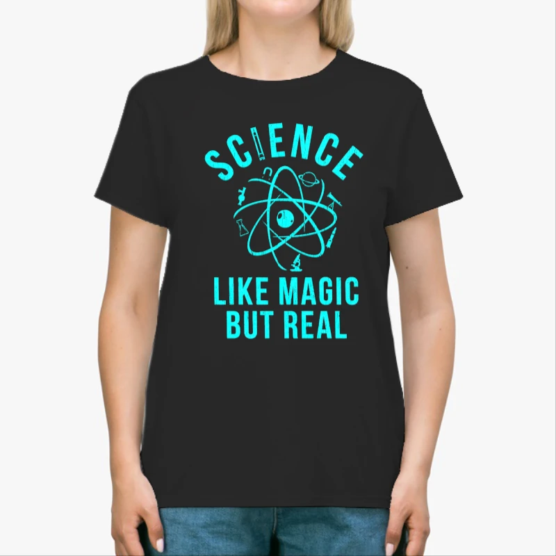 Science Like Magic But Real, Funny Nerdy Teacher-Black - Unisex Heavy Cotton T-Shirt