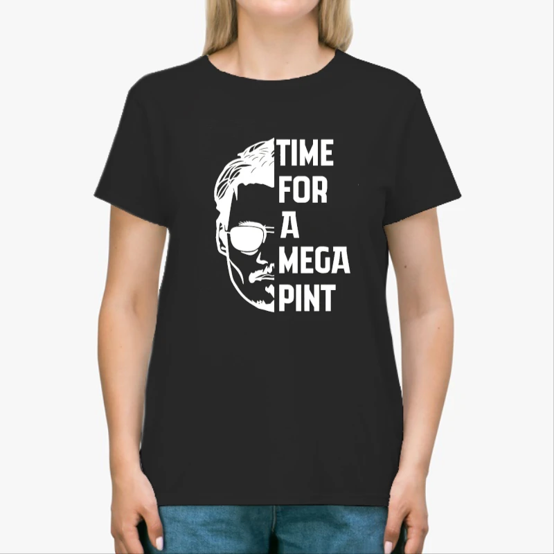 Time For a Mega Pint  / Johnny Depp / Justice for Johnny Depp / Sarcastic  / Wine Lover-Black - Unisex Heavy Cotton T-Shirt