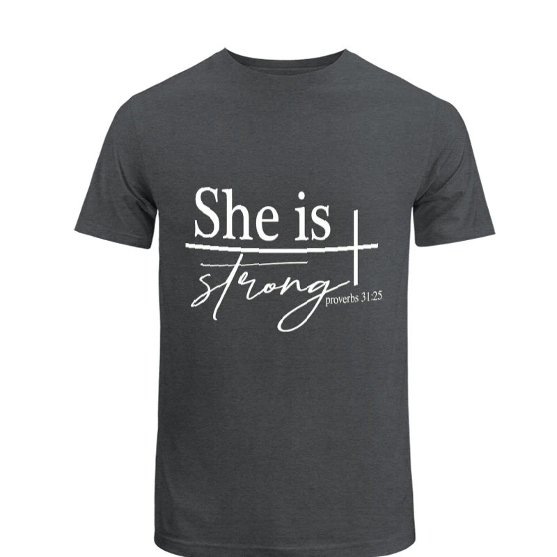 Christian, Kids, She Is Strong, Jesus, Faith, Religious, Inspirational, Bible Quotes, Church Quotes- - Unisex Heavy Cotton T-Shirt