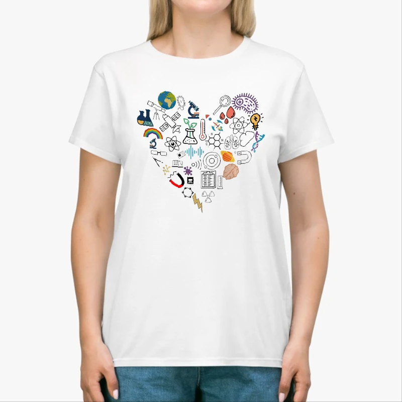 science heart Sweat clipart,Stem heart design. science Student Gift, Science graphic, Technology student-White - Unisex Heavy Cotton T-Shirt