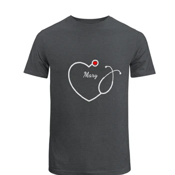 Custom Nurse Tee, Nursing School T-shirt, Nursing School shirt, Personalized Heart Stethoscope Unisex Heavy Cotton T-Shirt