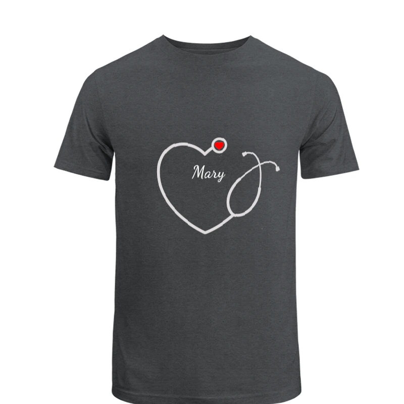 Custom Nurse, Nursing School, Nursing School,Personalized Heart Stethoscope- - Unisex Heavy Cotton T-Shirt