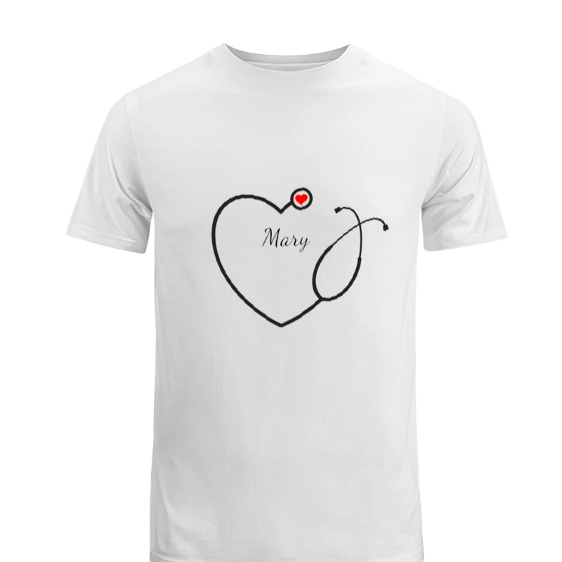 Custom Nurse, Nursing School, Nursing School,Personalized Heart Stethoscope-White - Unisex Heavy Cotton T-Shirt