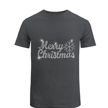 MERRY CHRISTMAS Tee, crystal rhinestone design T-shirt,  Ladies fitted XMAS clipart Unisex Heavy Cotton T-Shirt