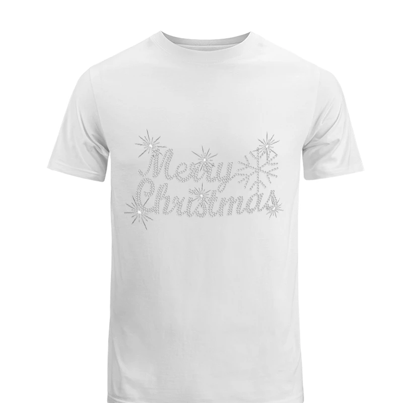 MERRY CHRISTMAS, crystal rhinestone design, Ladies fitted XMAS clipart-White - Unisex Heavy Cotton T-Shirt