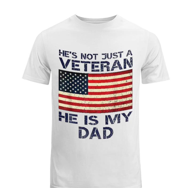 VETERAN He Is My DAD, American flag Veterans Day Gift-White - Unisex Heavy Cotton T-Shirt