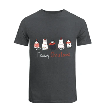 Meowy Christmas Tee, Christmas Cat T-shirt, Merry Christmas shirt, Cat Lover tshirt, Christmas Gift Tee,  Christmas Gift For Cat Mom Gifts For Cat Lover Unisex Heavy Cotton T-Shirt