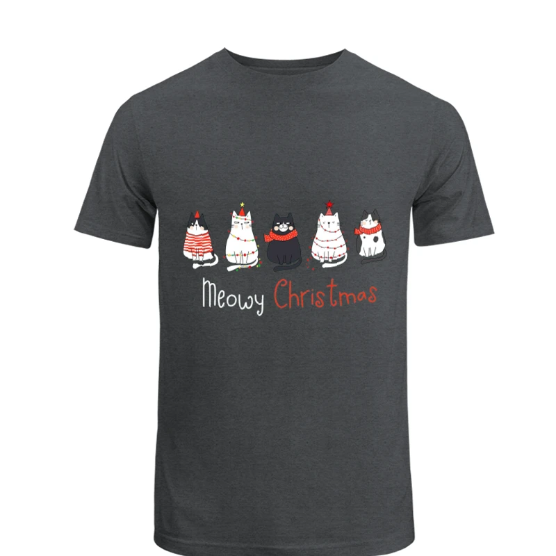Meowy Christmas, Christmas Cat, Merry Christmas, Cat Lover, Christmas Gift, Christmas Gift For Cat Mom Gifts For Cat Lover- - Unisex Heavy Cotton T-Shirt