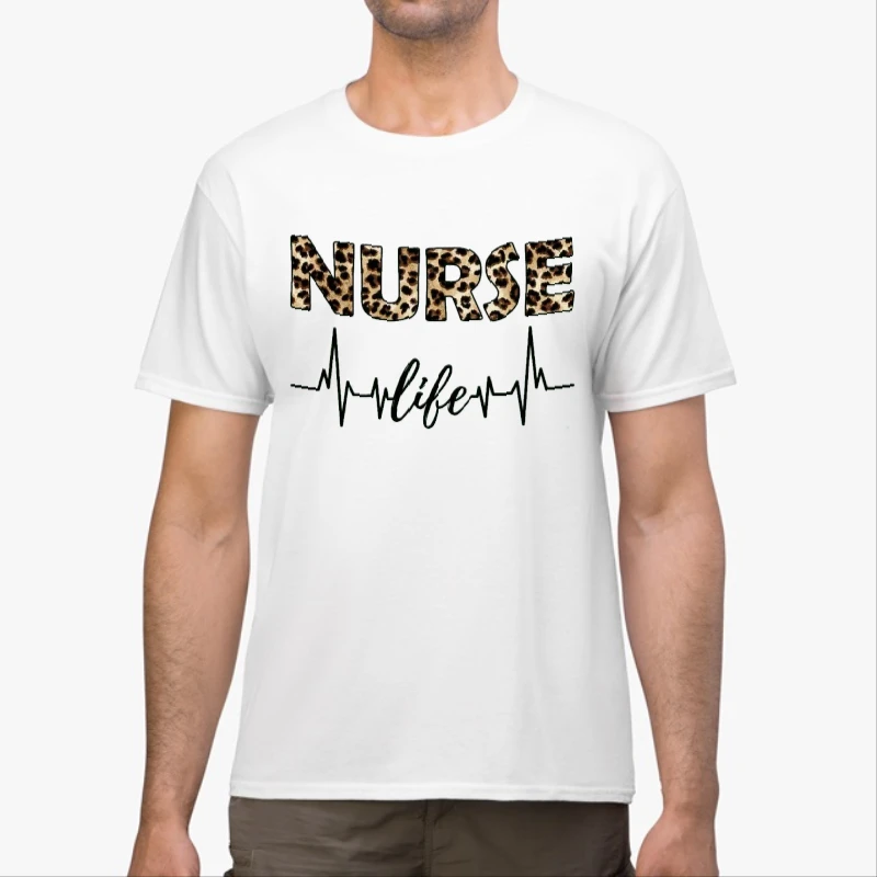 RN LPN Nurse Life, Leopard Cheetah Design, Nursing clipart-White - Unisex Heavy Cotton T-Shirt