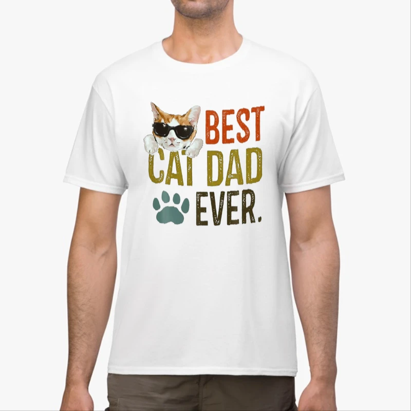 Best Cat Dad Ever, Funny Retro Cat Lover Fathers Day. Restro cat father day graphic-White - Unisex Heavy Cotton T-Shirt