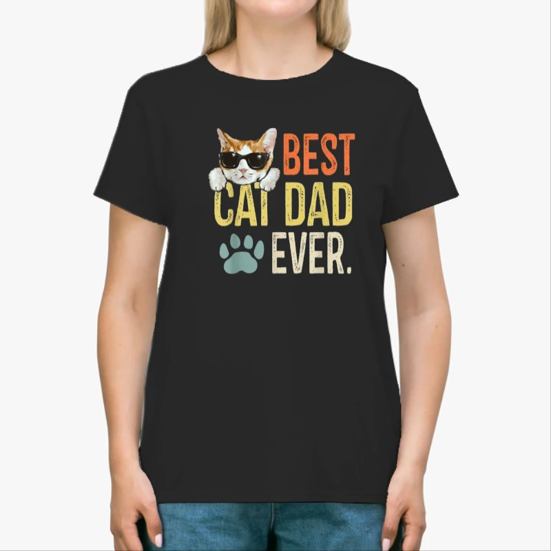 Best Cat Dad Ever, Funny Retro Cat Lover Fathers Day. Restro cat father day graphic-Black - Unisex Heavy Cotton T-Shirt