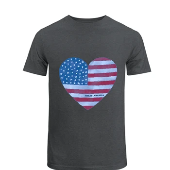 Great america flag Tee, Great america heart T-shirt, america heart clipart shirt, usa flag tshirt,  usa heart Unisex Heavy Cotton T-Shirt