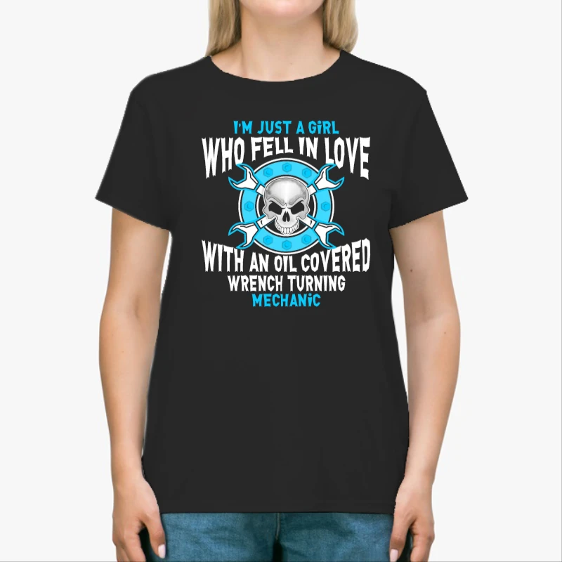 Machenic girl,Just a Girl Who Fell in Love, Fell in Love with Mechanic, Nice gift for machanic's wife or girlfriend-Black - Unisex Heavy Cotton T-Shirt