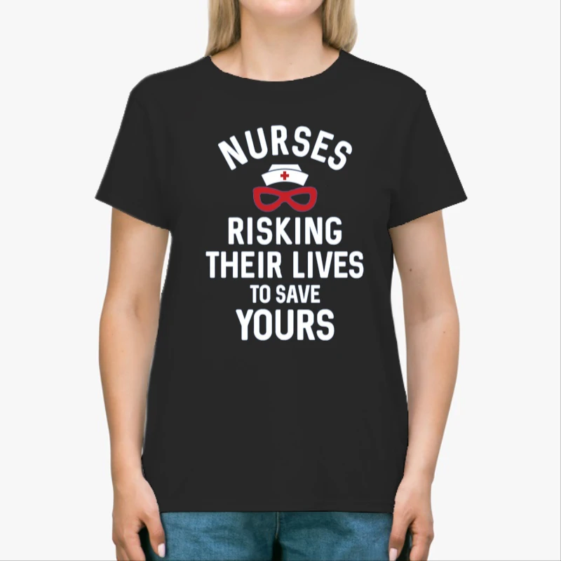 Instant Message, Risking Their Lives Nurses Clipart, Nursing Design-Black - Unisex Heavy Cotton T-Shirt