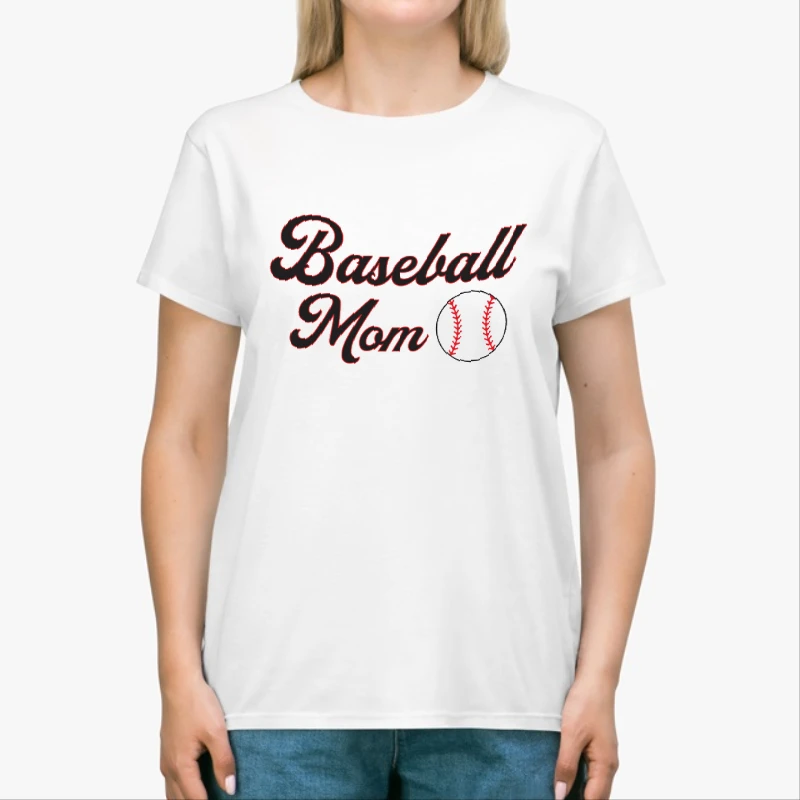 Baseball Mom Clipart, Game Day Mother's Day Mama Graphic-White - Unisex Heavy Cotton T-Shirt