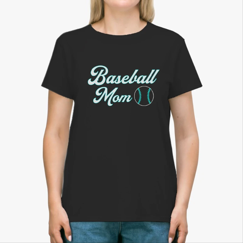 Baseball Mom Clipart, Game Day Mother's Day Mama Graphic-Black - Unisex Heavy Cotton T-Shirt