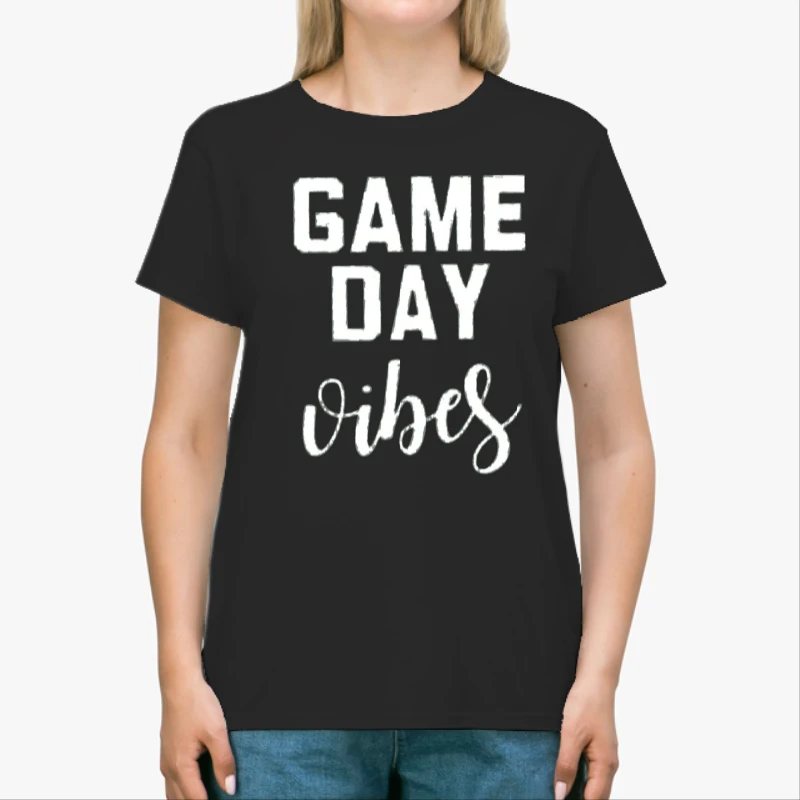 Game Day Vibes, Football Mom, Baseball Mom, Cute Sunday Football, Sports Design, Sundays are for football-Black - Unisex Heavy Cotton T-Shirt