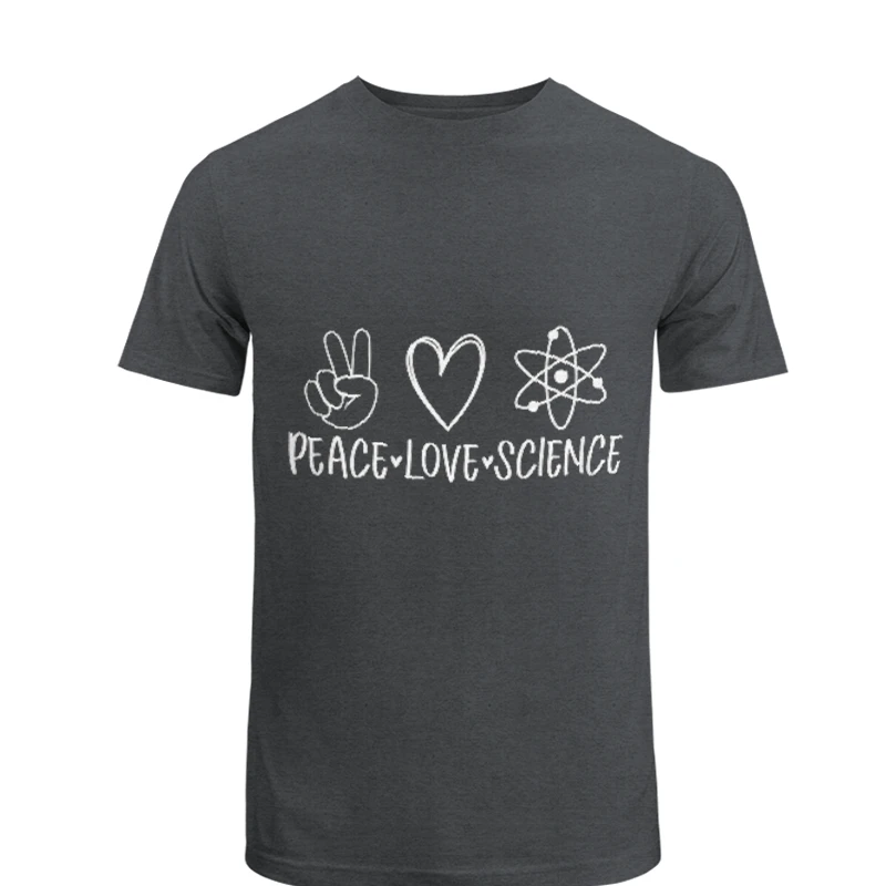 Peace love science design, teacher clipart, science clipart- - Unisex Heavy Cotton T-Shirt