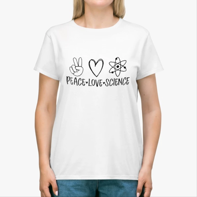 Peace love science design, teacher clipart, science clipart-White - Unisex Heavy Cotton T-Shirt