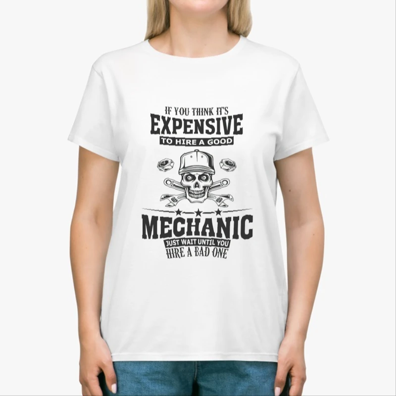 Mechanic clipart, Expensive Mechanic design, Mechanic svg, Mens WorkFather, Husband Design, Boyfriend Garage Gift-White - Unisex Heavy Cotton T-Shirt