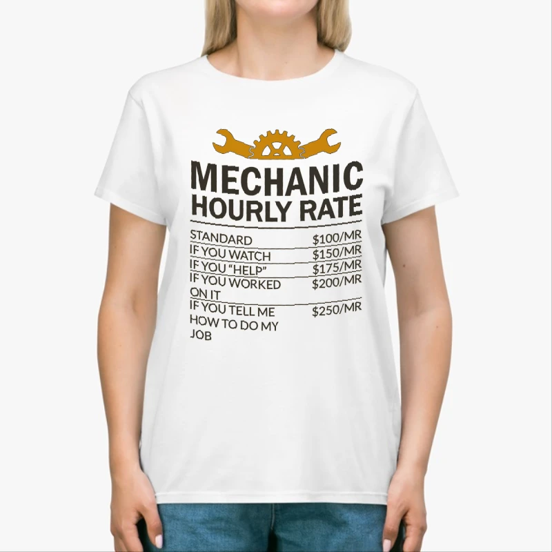 Mechanic Design, Mechanic Hourly Rate Instant Digital, Sublimation Design-White - Unisex Heavy Cotton T-Shirt