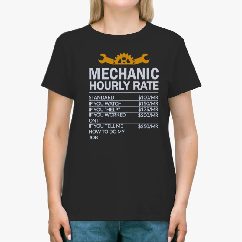 Mechanic Design, Mechanic Hourly Rate Instant Digital, Sublimation Design-Black - Unisex Heavy Cotton T-Shirt