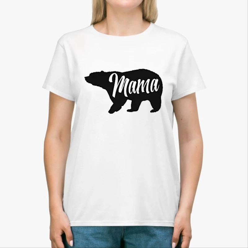 Mama Bear Clipart, Cute Funny Best Mom of Boys Girls, Cool Mother Graphic-White - Unisex Heavy Cotton T-Shirt