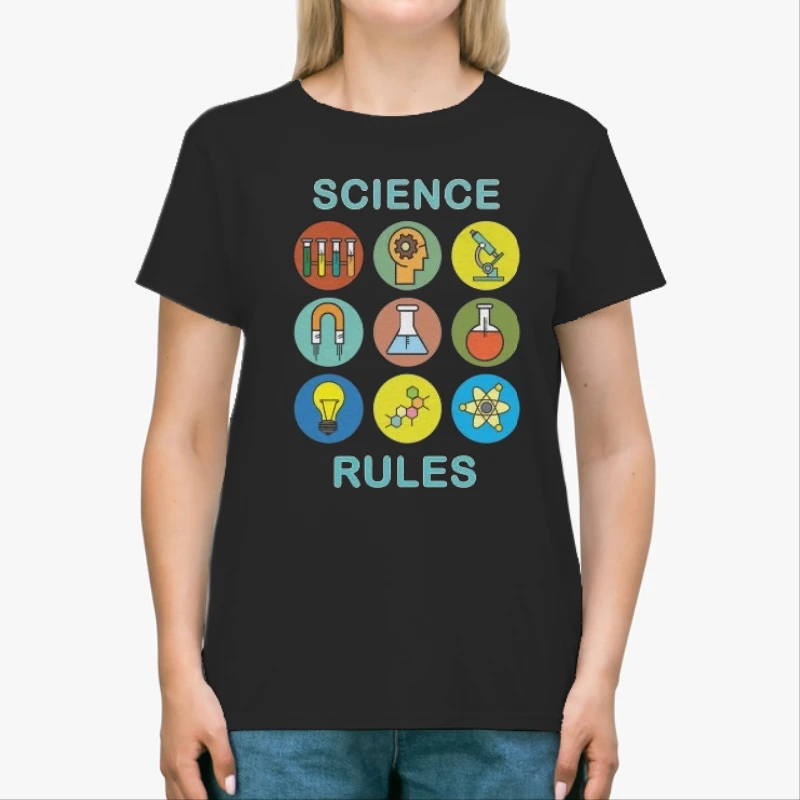 SCIENCE RULES Clipart, Science Symbols Design, Eco-Friendly Graphic-Black - Unisex Heavy Cotton T-Shirt