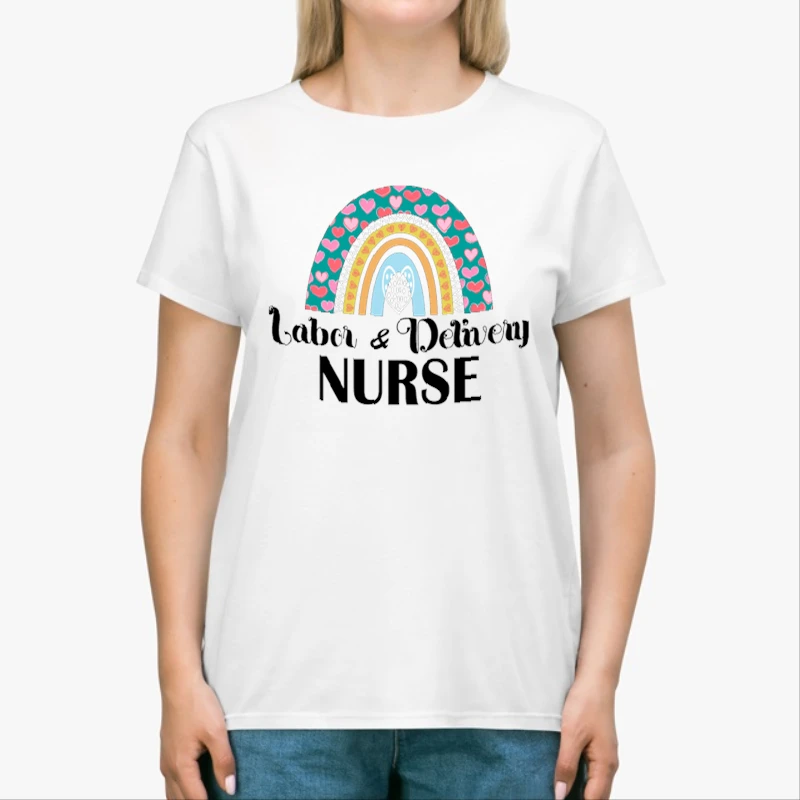 Labor and Delivery Nurse Clipart, L&D Nurse Design, Delivery Nurse Lifeline Graphic, Nurses Superhero Gift, Heartbeat Delivery Nurse-White - Unisex Heavy Cotton T-Shirt