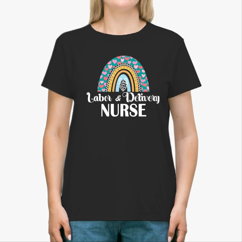Labor and Delivery Nurse Clipart, L&D Nurse Design, Delivery Nurse Lifeline Graphic, Nurses Superhero Gift, Heartbeat Delivery Nurse-Black - Unisex Heavy Cotton T-Shirt
