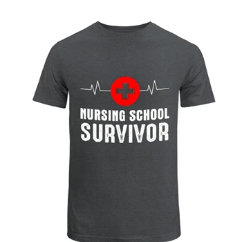 Nursing School Survivor Clipart Tee, Medical Nurse Graduation Student Unisex Heavy Cotton T-Shirt