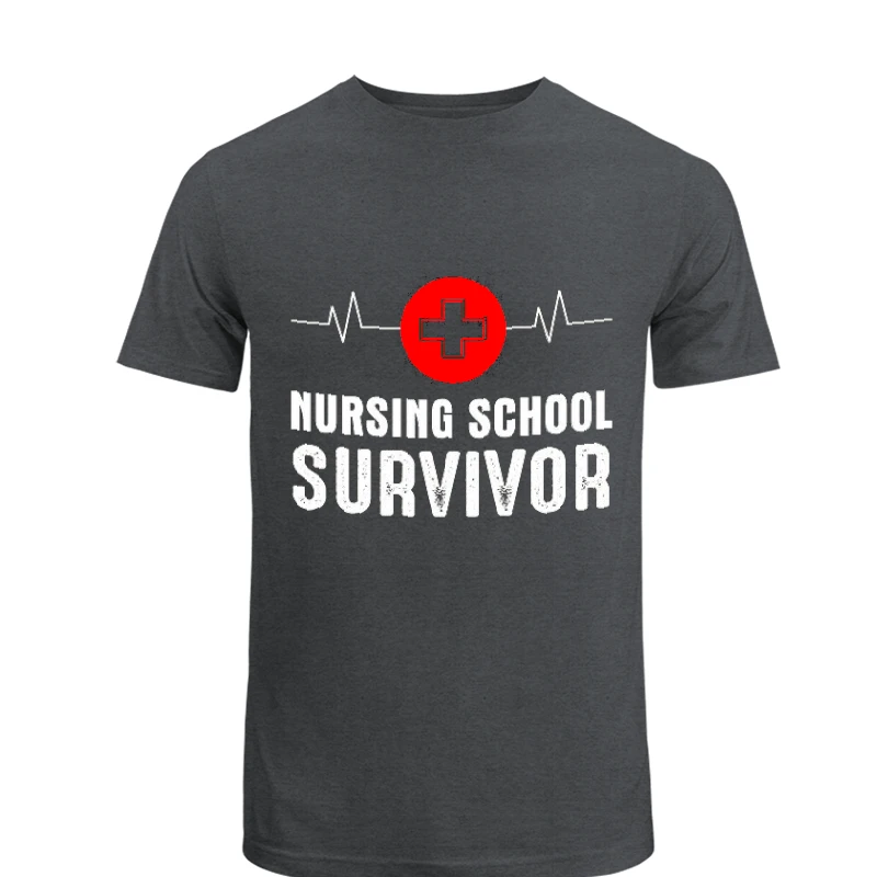 Nursing School Survivor Clipart,Medical Nurse Graduation Student- - Unisex Heavy Cotton T-Shirt