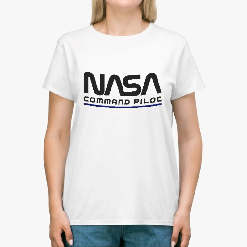 Nasa Command Pilot Design, Nasa Funny Pilot Graphic-White - Unisex Heavy Cotton T-Shirt