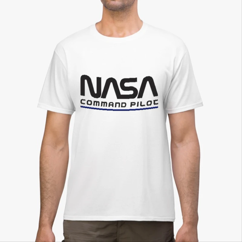 Nasa Command Pilot Design, Nasa Funny Pilot Graphic-White - Unisex Heavy Cotton T-Shirt