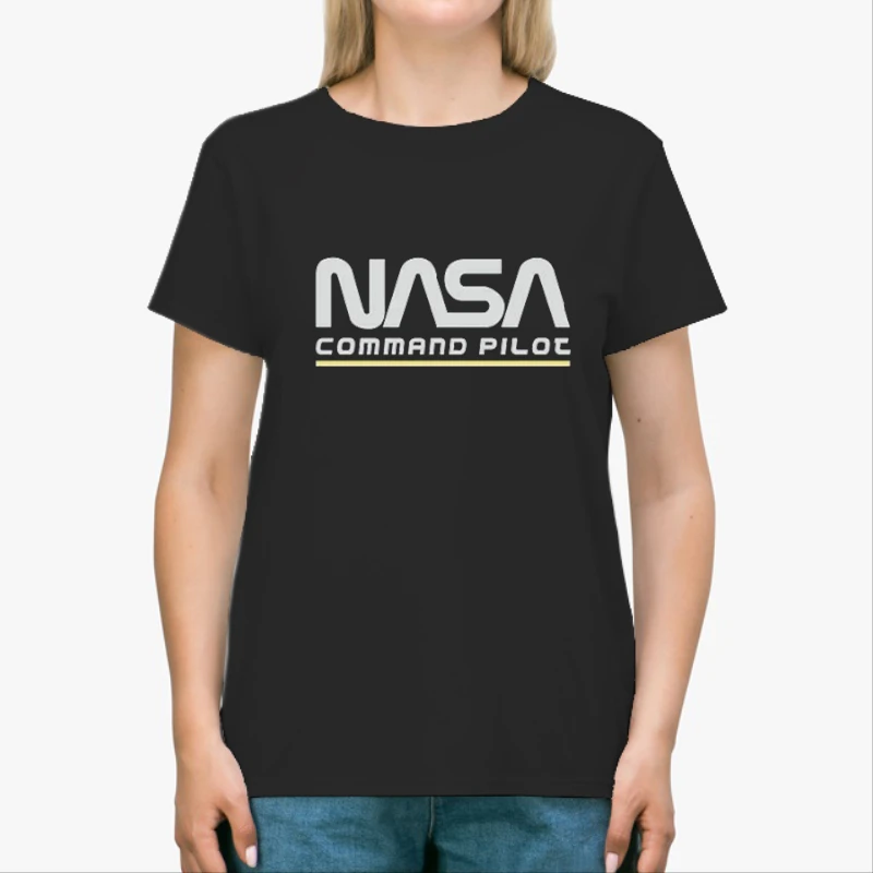 Nasa Command Pilot Design, Nasa Funny Pilot Graphic-Black - Unisex Heavy Cotton T-Shirt