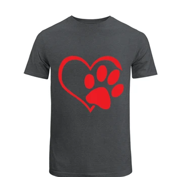 Paw Print Heart Tee, Paw Heart Clipart T-shirt, Dog Cat Lovers shirt,  Animal Printed Design Unisex Heavy Cotton T-Shirt