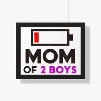 Mom of 2 Boys Framed Canvas, Gift from Son Mothers Day Framed Poster,  Birthday Women Design Framed Horizontal Poster