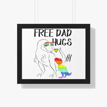 Free Dad Hugs, LGBT Pride Dad Dinosaur Rex Canvas
