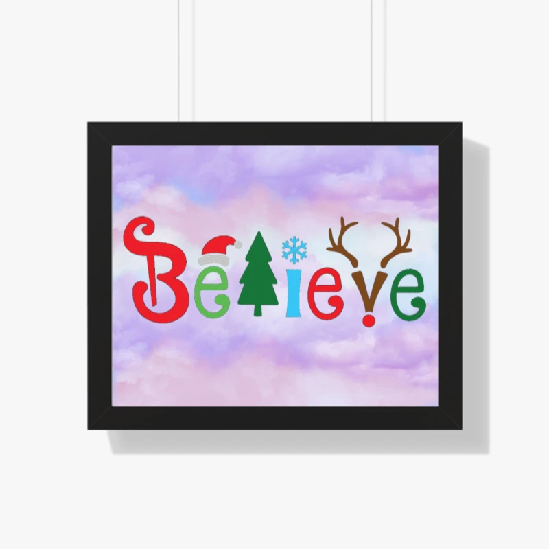 Believe Christmas, Christmas, Christmas Family,Believe,Christmas Gift, Holiday Gift.Christmas,Matching- - Framed Horizontal Poster