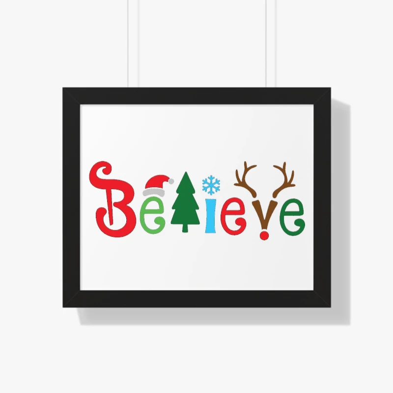 Believe Christmas, Christmas, Christmas Family,Believe,Christmas Gift, Holiday Gift.Christmas,Matching- - Framed Horizontal Poster