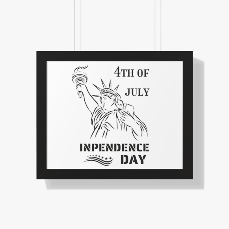 4th of July, Lady Liberty, Independence Day, Womens USA, Mens fourth of July, American Flag, Team USA- - Framed Horizontal Poster