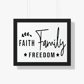 Faith Family Freedom Framed Canvas, Happy 4th Of July Framed Poster, Independence Day Framed Canvas, 4th of July Gift Framed Poster,  Patriotic Framed Horizontal Poster