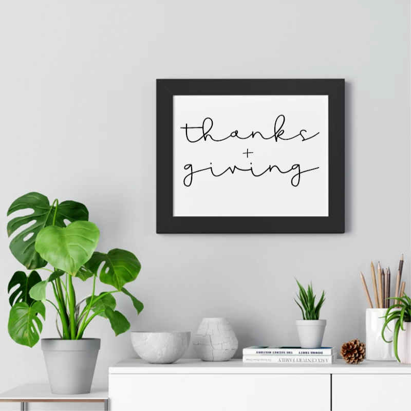 Thanks Plus Giving, Thanks Giving, Fall, Happy Thanksgiving, Cute Fall- - Framed Horizontal Poster