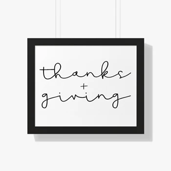 Thanks Plus Giving Framed Canvas, Thanks Giving Framed Poster, Fall Framed Canvas, Happy Thanksgiving Framed Poster,  Cute Fall Framed Horizontal Poster