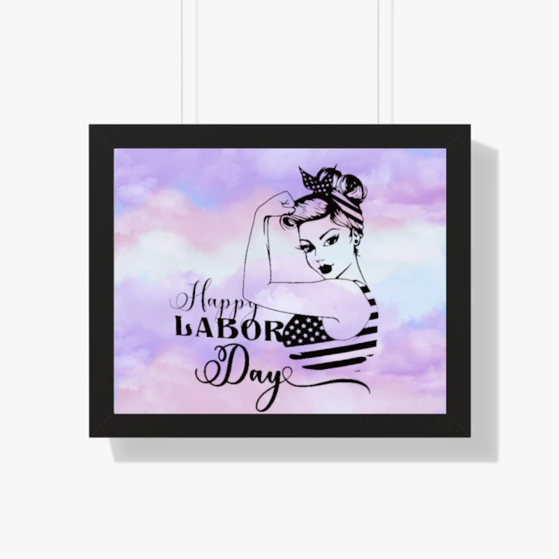 Happy Labor Day, Laborer, Labor, Laboring, Laboring Gift, Labor Day Gift- - Framed Horizontal Poster
