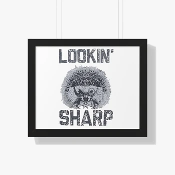 Dad Jokes Graphic Framed Canvas, Looking Sharp Design Framed Poster,  Funny Father Day Graphic Framed Horizontal Poster