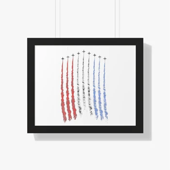 Red White Blue Air Force Flyover Framed Horizontal Poster